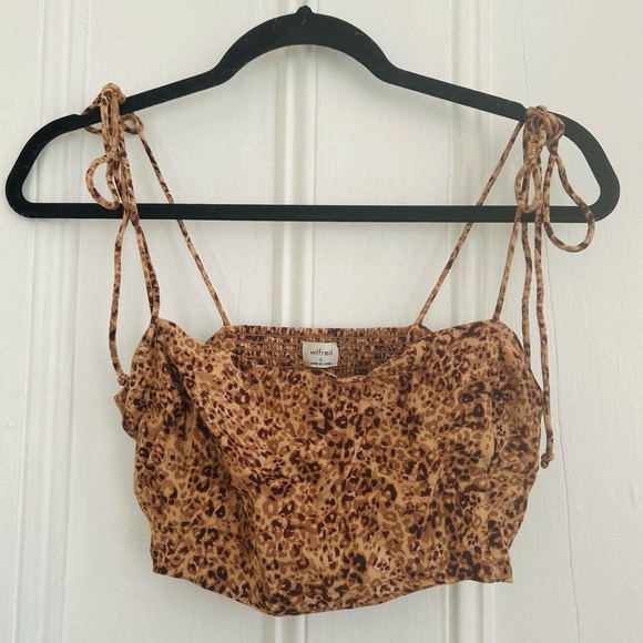 Aritzia Wilfred Penelope Crepe Camisole Tie Shoulder Crop Top - Picture 1 of 3